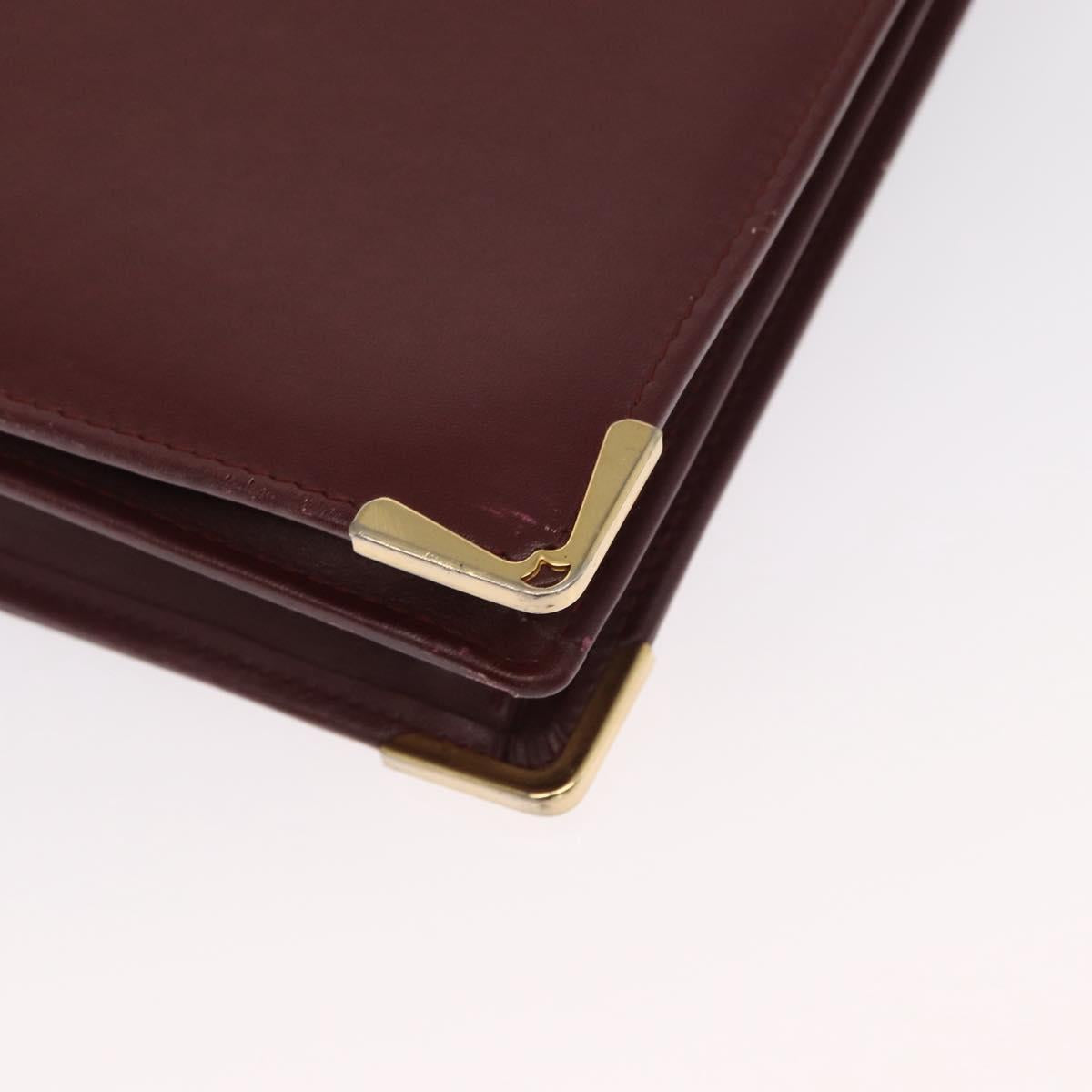 CARTIER Must Line Briefcase Leather Bordeaux Gold Auth ki6416