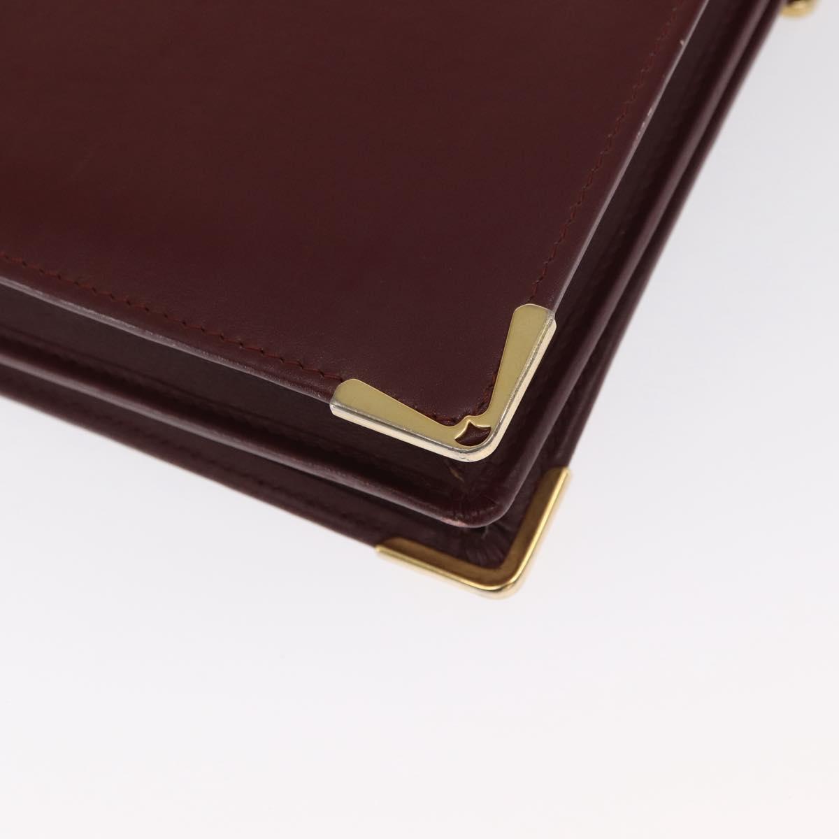 CARTIER Must Line Briefcase Leather Bordeaux Gold Auth ki6416
