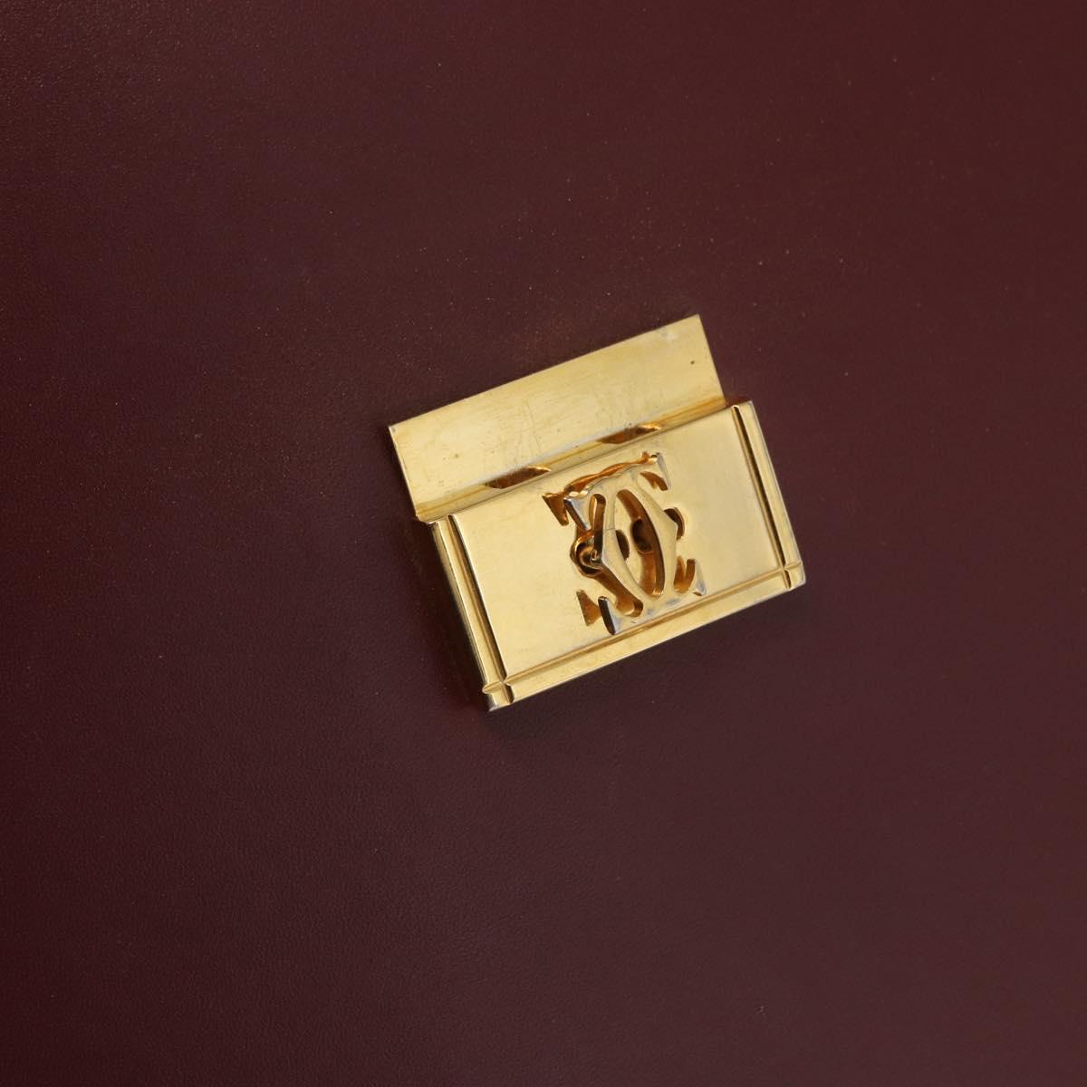 CARTIER Must Line Briefcase Leather Bordeaux Gold Auth ki6416