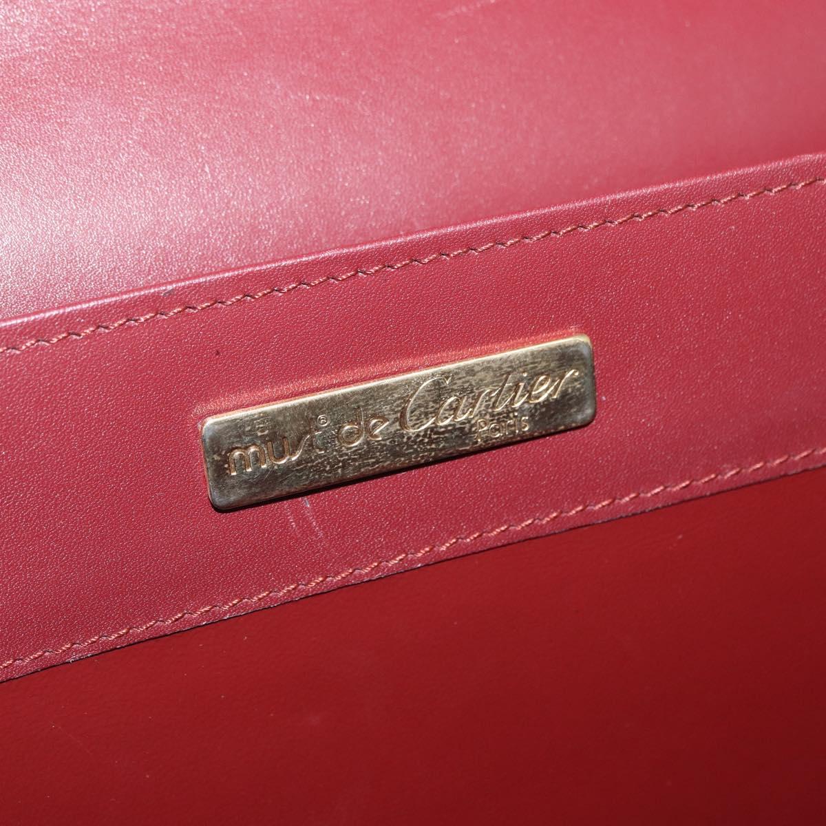 CARTIER Must Line Briefcase Leather Bordeaux Gold Auth ki6416