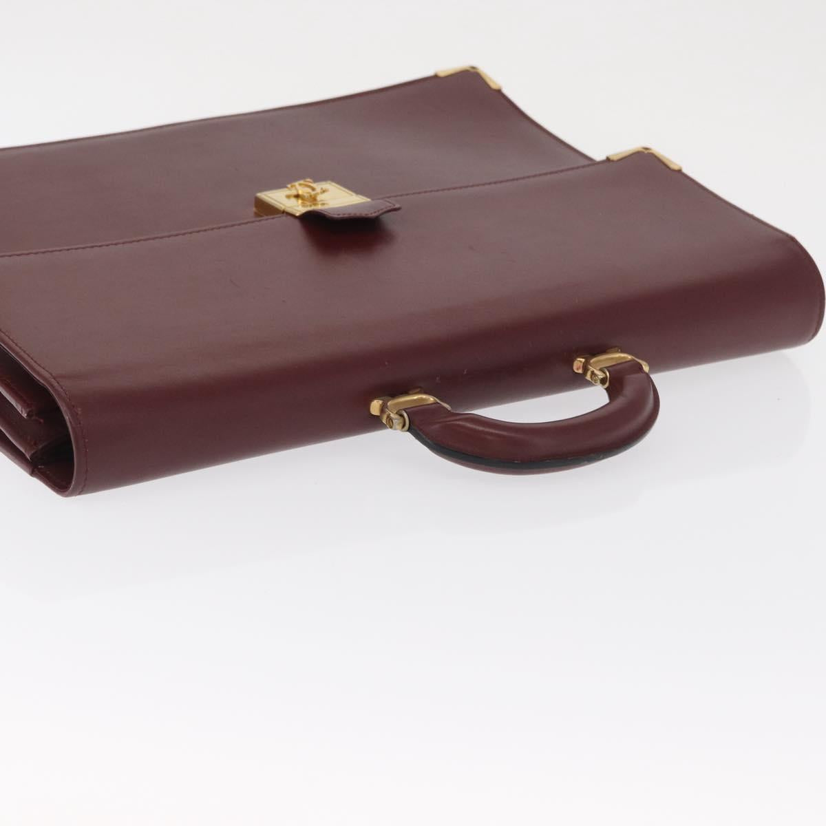 CARTIER Must Line Briefcase Leather Bordeaux Gold Auth ki6416