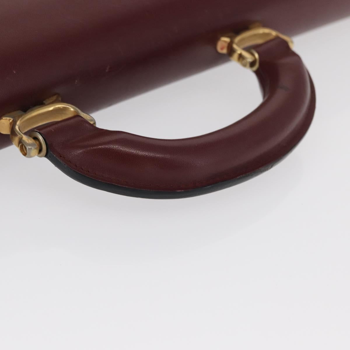 CARTIER Must Line Briefcase Leather Bordeaux Gold Auth ki6416