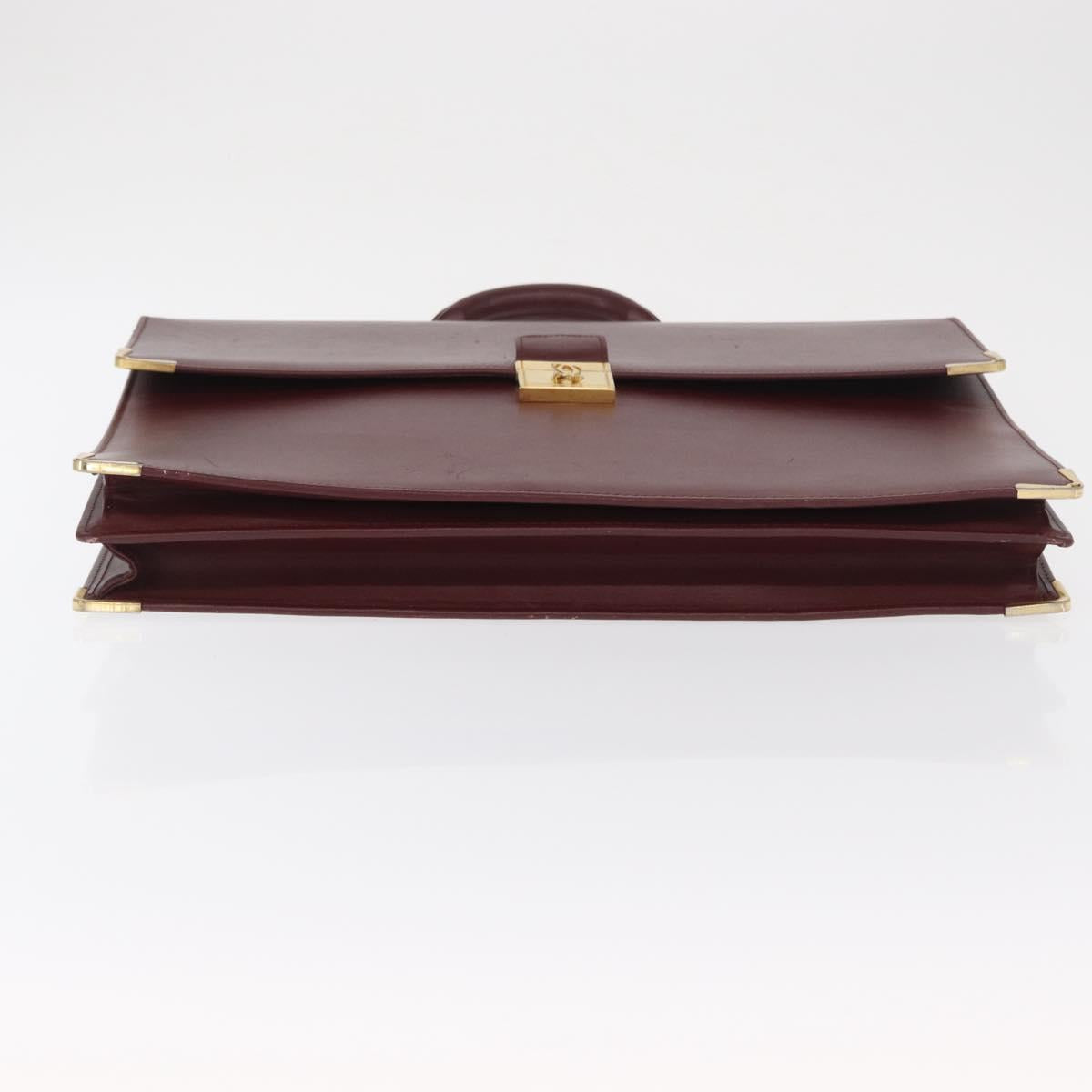 CARTIER Must Line Briefcase Leather Bordeaux Gold Auth ki6416