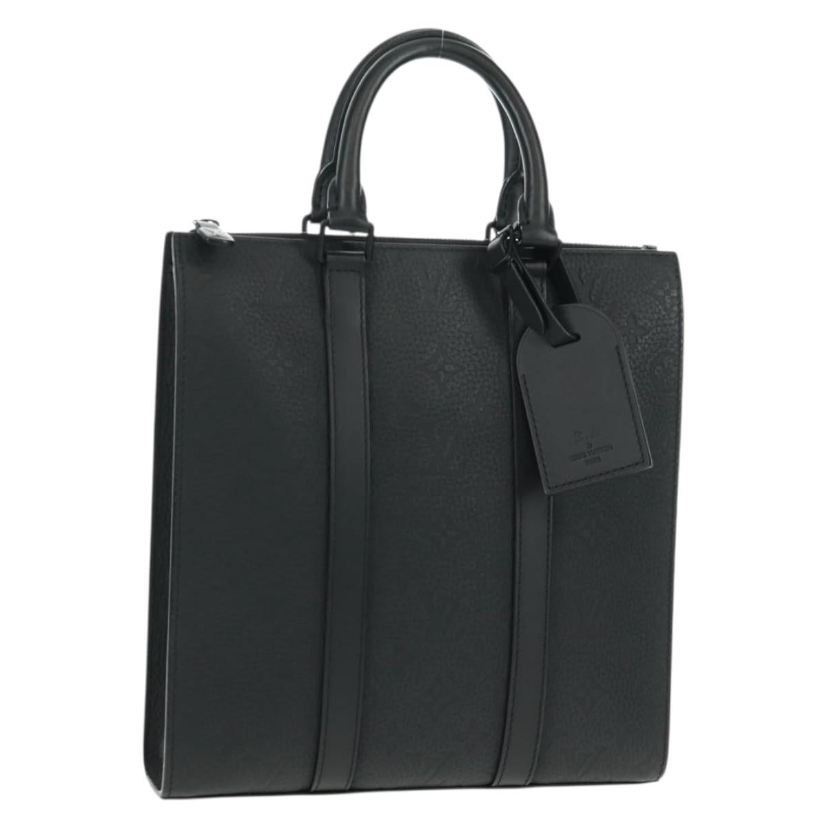 LOUIS VUITTON Taurillon Clemence Sac Plat Cloth Black M21884 Auth ki6418SAM