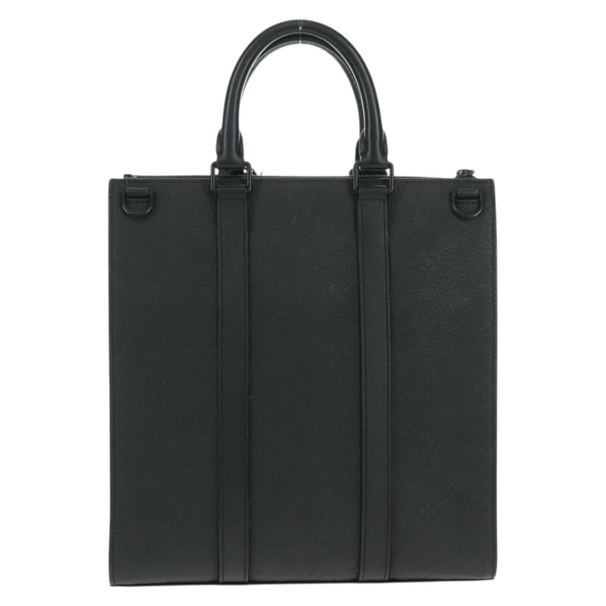 LOUIS VUITTON Taurillon Clemence Sac Plat Cloth Black M21884 Auth ki6418SAM