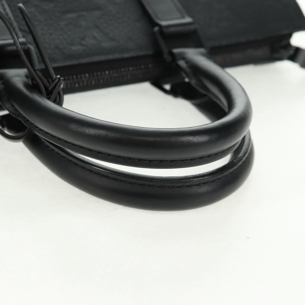 LOUIS VUITTON Taurillon Clemence Sac Plat Cloth Black M21884 Auth ki6418SAM