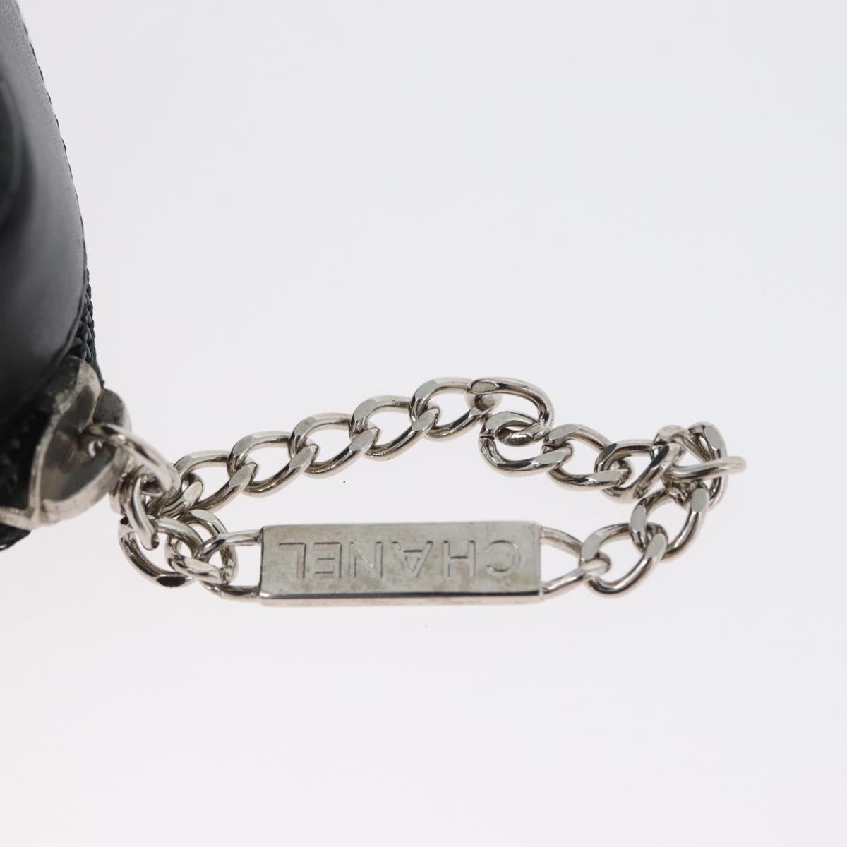 CHANEL Cambon Line Pouch Leather Black Silver CC Auth ki6426M