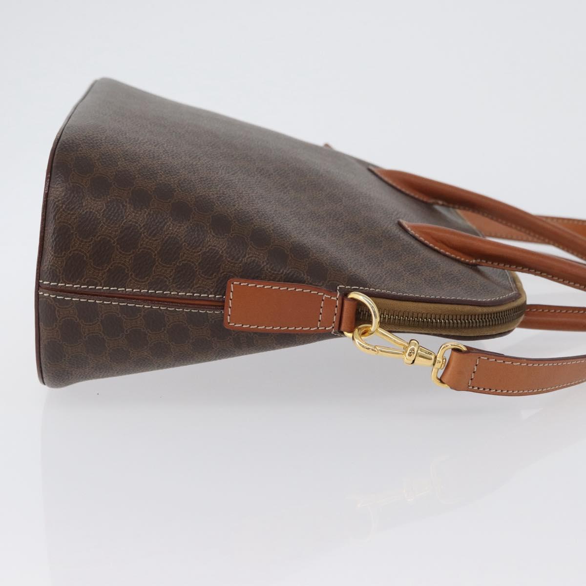 CELINE Macadam Canvas Hand Bag PVC Leather 2way Brown Gold Auth ki6435