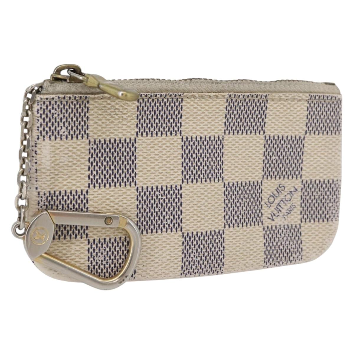 LOUIS VUITTON Damier Azur Pochette Cles Coin Purse N62659 LV Auth ki6438