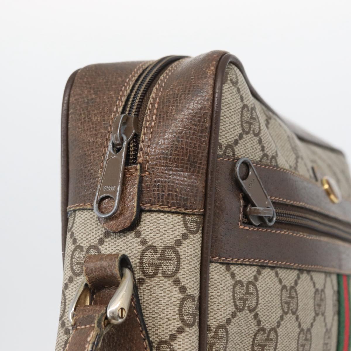 GUCCI GG Supreme Web Sherry Line Shoulder Bag PVC Beige 904 02 005 Auth ki6442