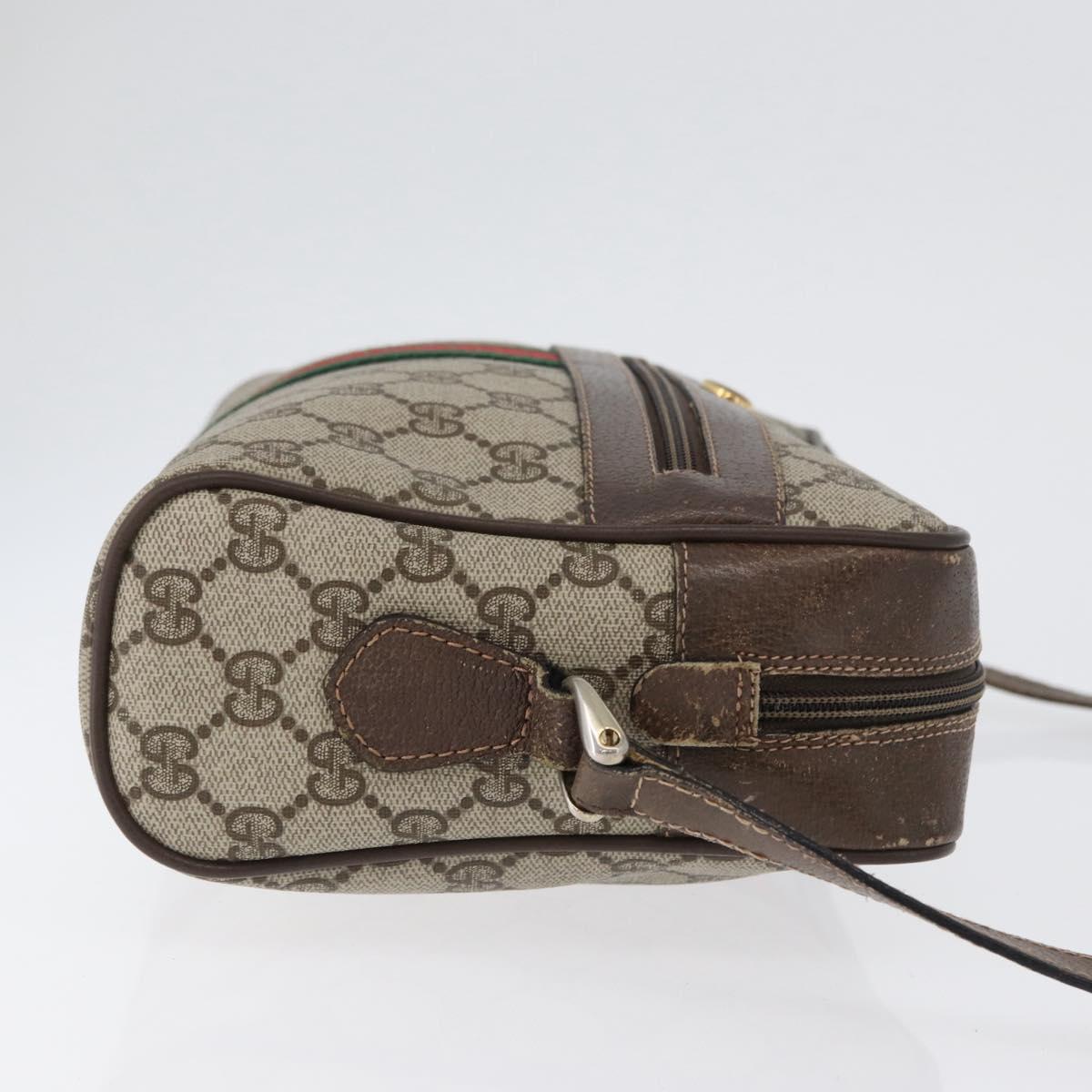 GUCCI GG Supreme Web Sherry Line Shoulder Bag PVC Beige 904 02 005 Auth ki6442