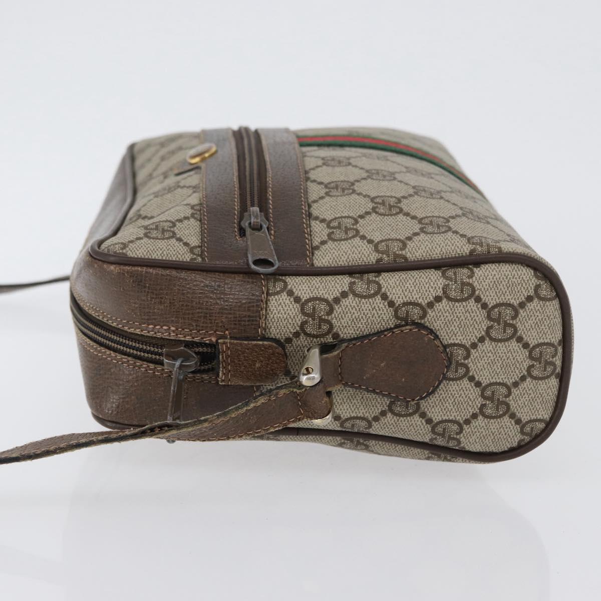 GUCCI GG Supreme Web Sherry Line Shoulder Bag PVC Beige 904 02 005 Auth ki6442