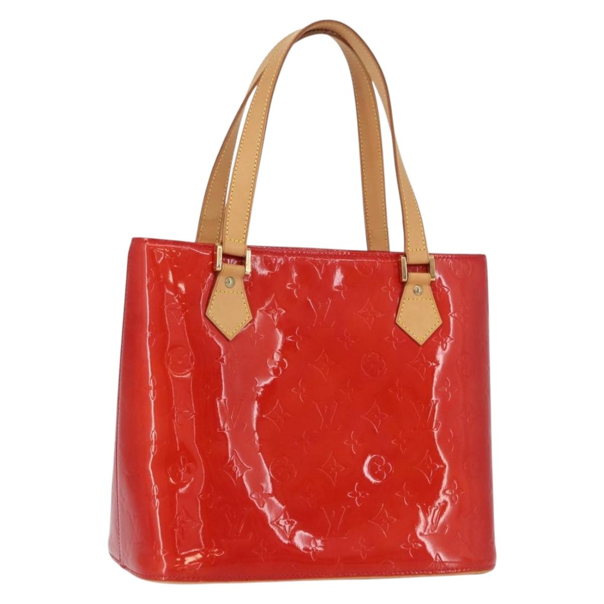 LOUIS VUITTON Monogram Vernis Houston Hand Bag Red M91092 LV Auth ki6445