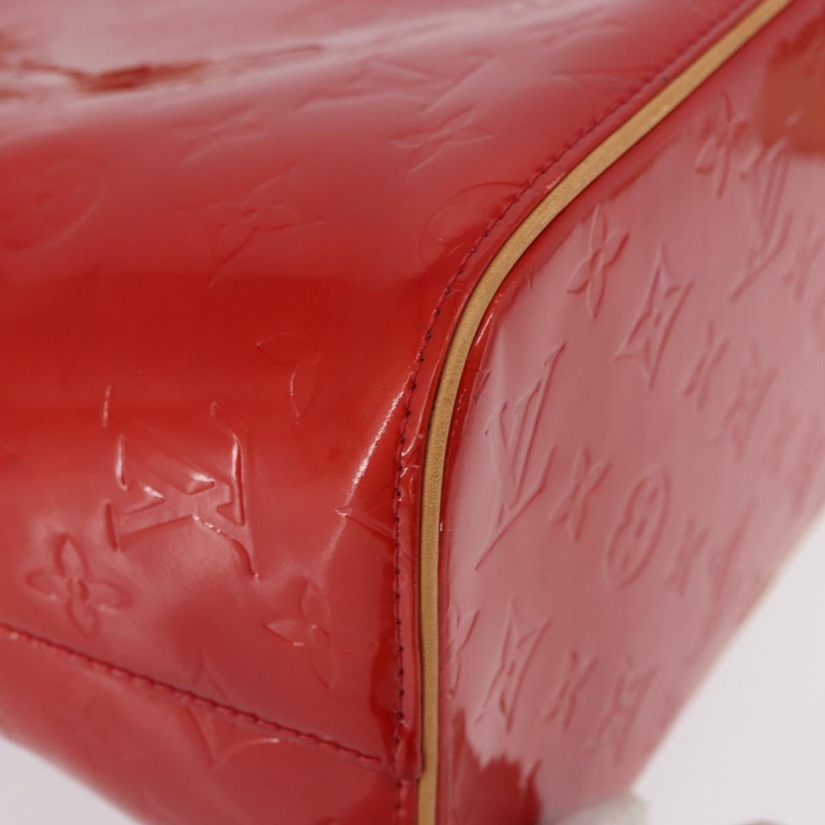 LOUIS VUITTON Monogram Vernis Houston Hand Bag Red M91092 LV Auth ki6445