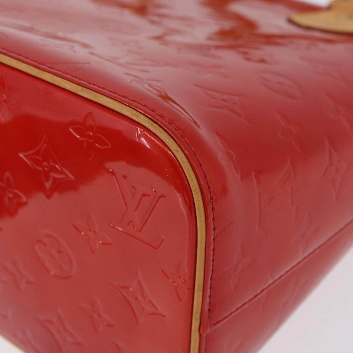 LOUIS VUITTON Monogram Vernis Houston Hand Bag Red M91092 LV Auth ki6445