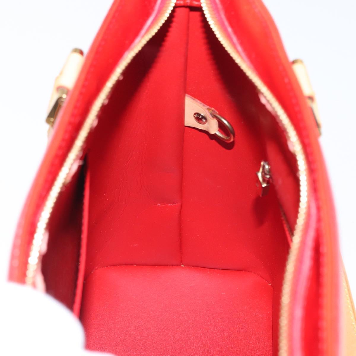 LOUIS VUITTON Monogram Vernis Houston Hand Bag Red M91092 LV Auth ki6445