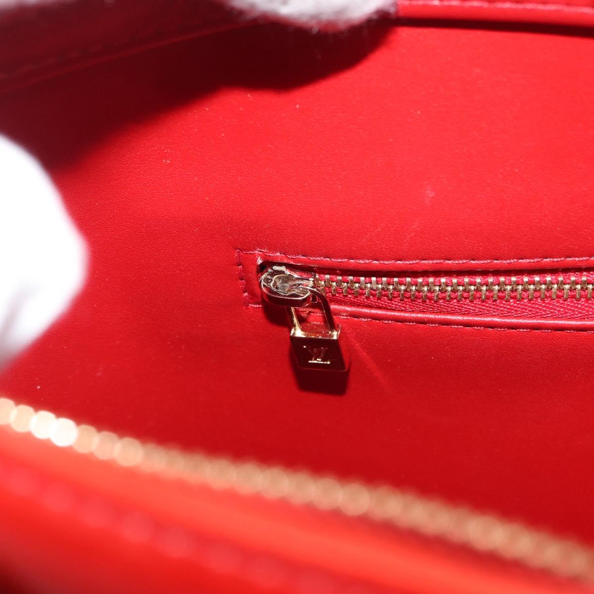 LOUIS VUITTON Monogram Vernis Houston Hand Bag Red M91092 LV Auth ki6445