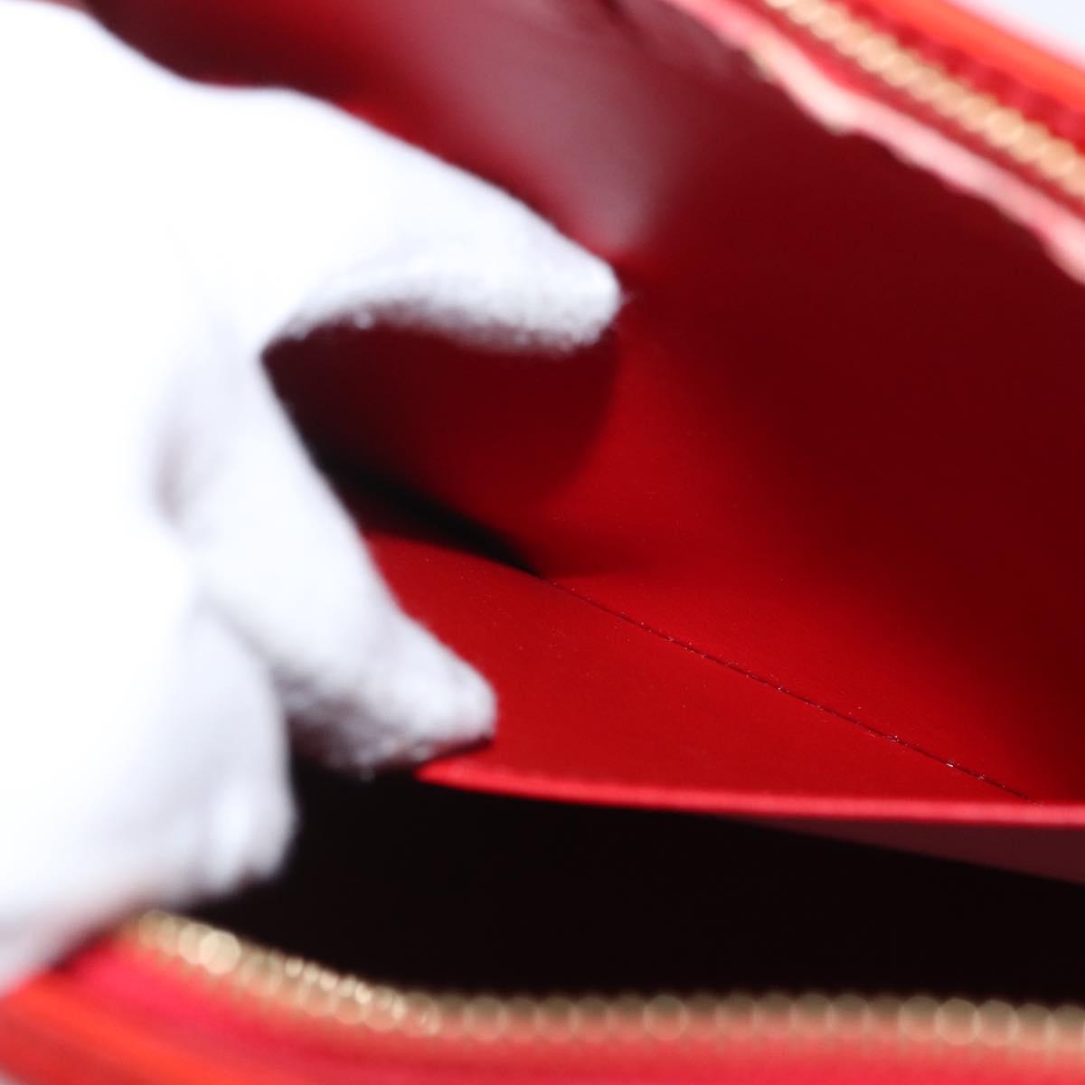 LOUIS VUITTON Monogram Vernis Houston Hand Bag Red M91092 LV Auth ki6445