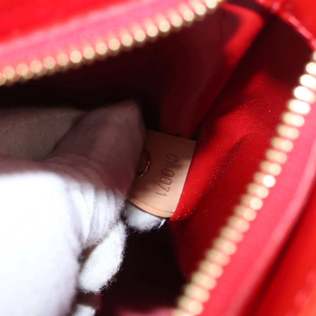 LOUIS VUITTON Monogram Vernis Houston Hand Bag Red M91092 LV Auth ki6445