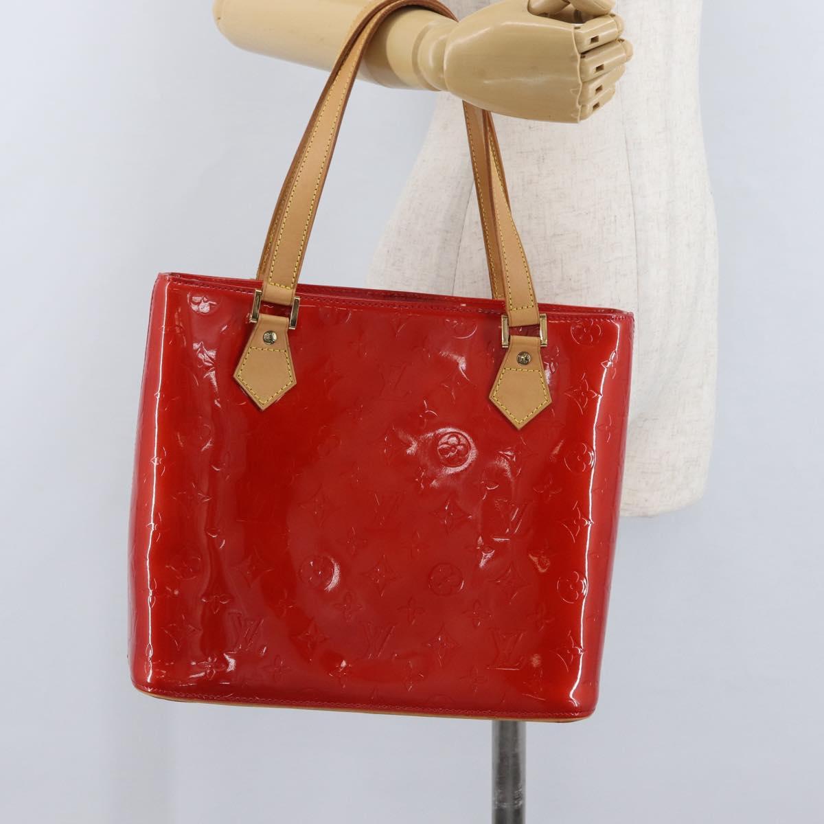 LOUIS VUITTON Monogram Vernis Houston Hand Bag Red M91092 LV Auth ki6445