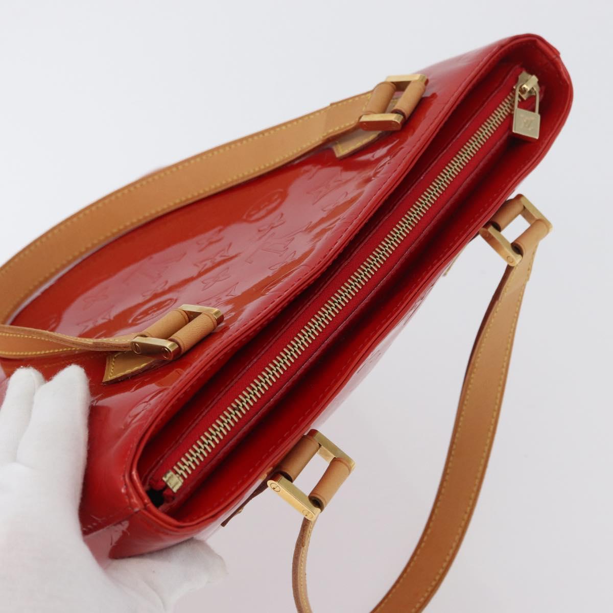 LOUIS VUITTON Monogram Vernis Houston Hand Bag Red M91092 LV Auth ki6445