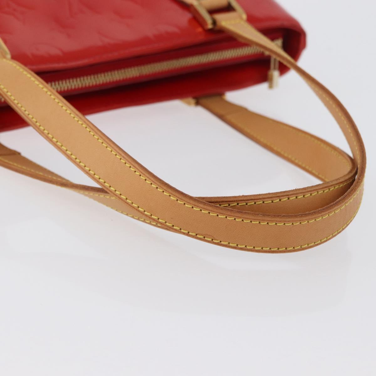LOUIS VUITTON Monogram Vernis Houston Hand Bag Red M91092 LV Auth ki6445