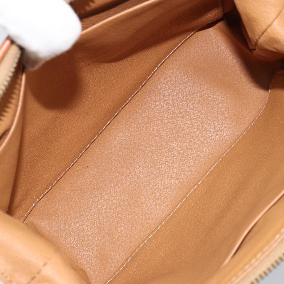 CELINE Macadam Canvas Pouch PVC Leather Brown Gold Auth ki6446