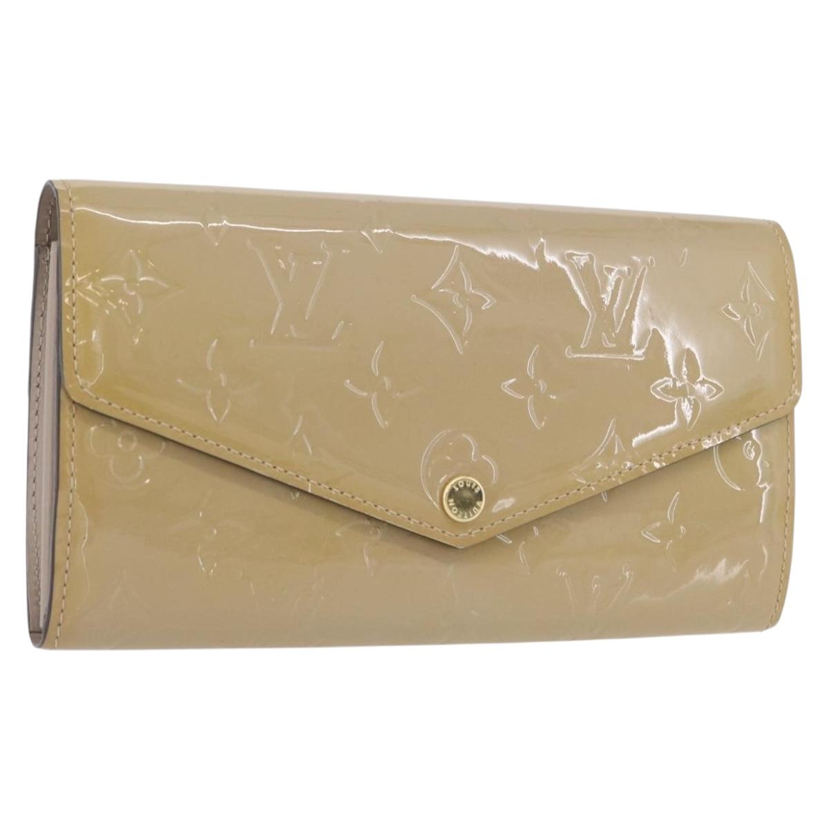 LOUIS VUITTON Vernis Portefeiulle Sarah Long Wallet Beige M90407 LV Auth ki6451V