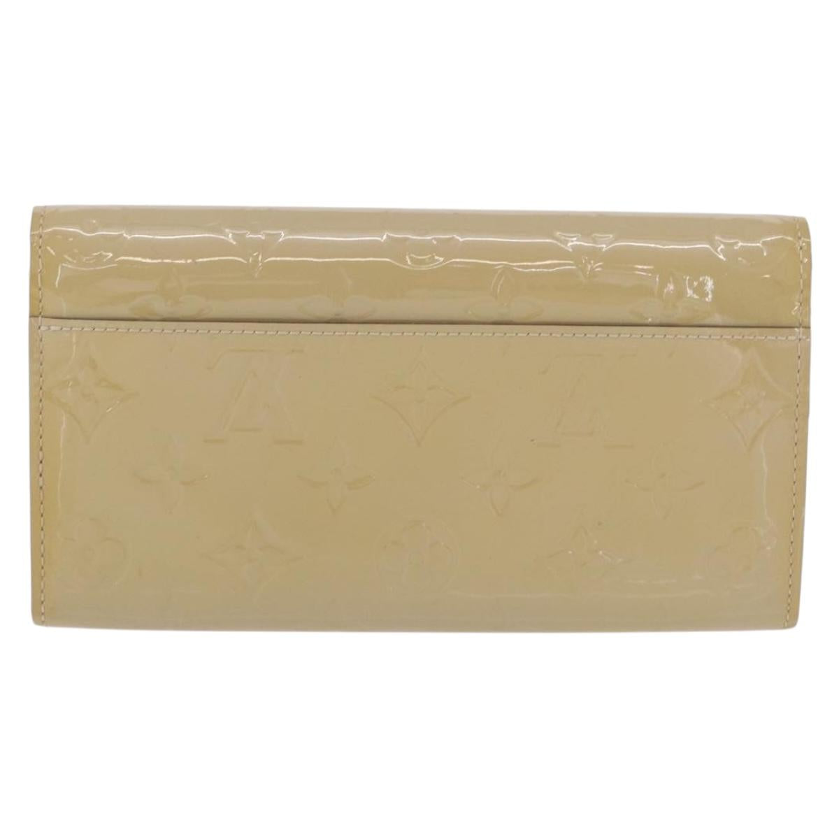 LOUIS VUITTON Vernis Portefeiulle Sarah Long Wallet Beige M90407 LV Auth ki6451V