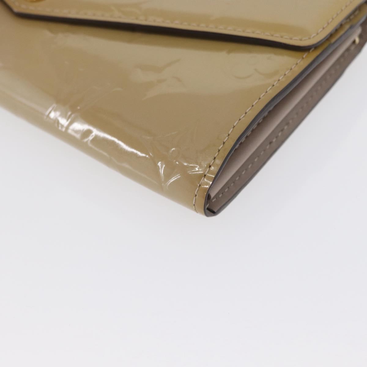 LOUIS VUITTON Vernis Portefeiulle Sarah Long Wallet Beige M90407 LV Auth ki6451V