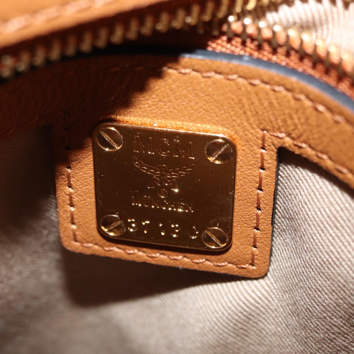 MCM Vicetos Logogram Hand Bag PVC Leather 2way Brown Gold Auth ki6452
