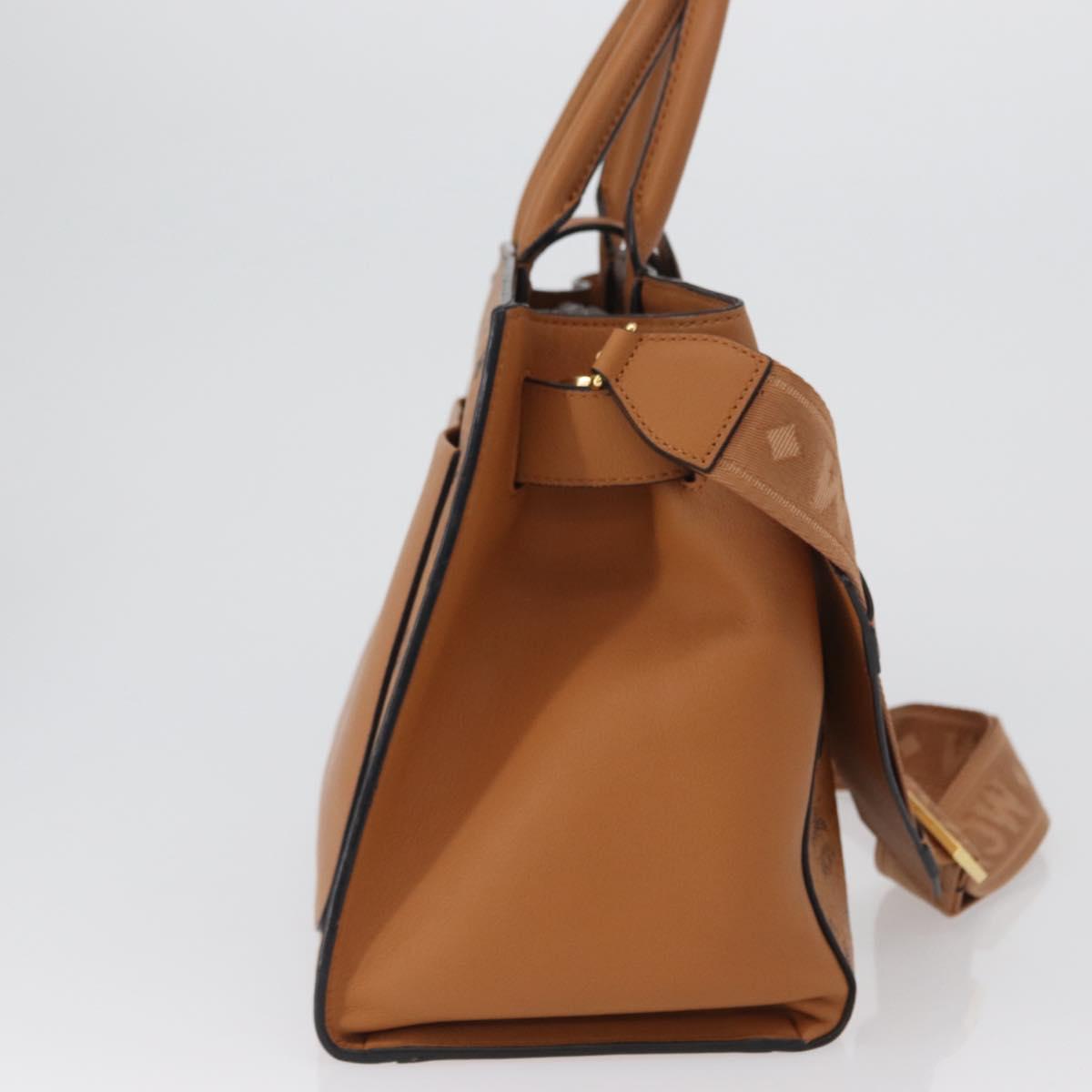 MCM Vicetos Logogram Hand Bag PVC Leather 2way Brown Gold Auth ki6452