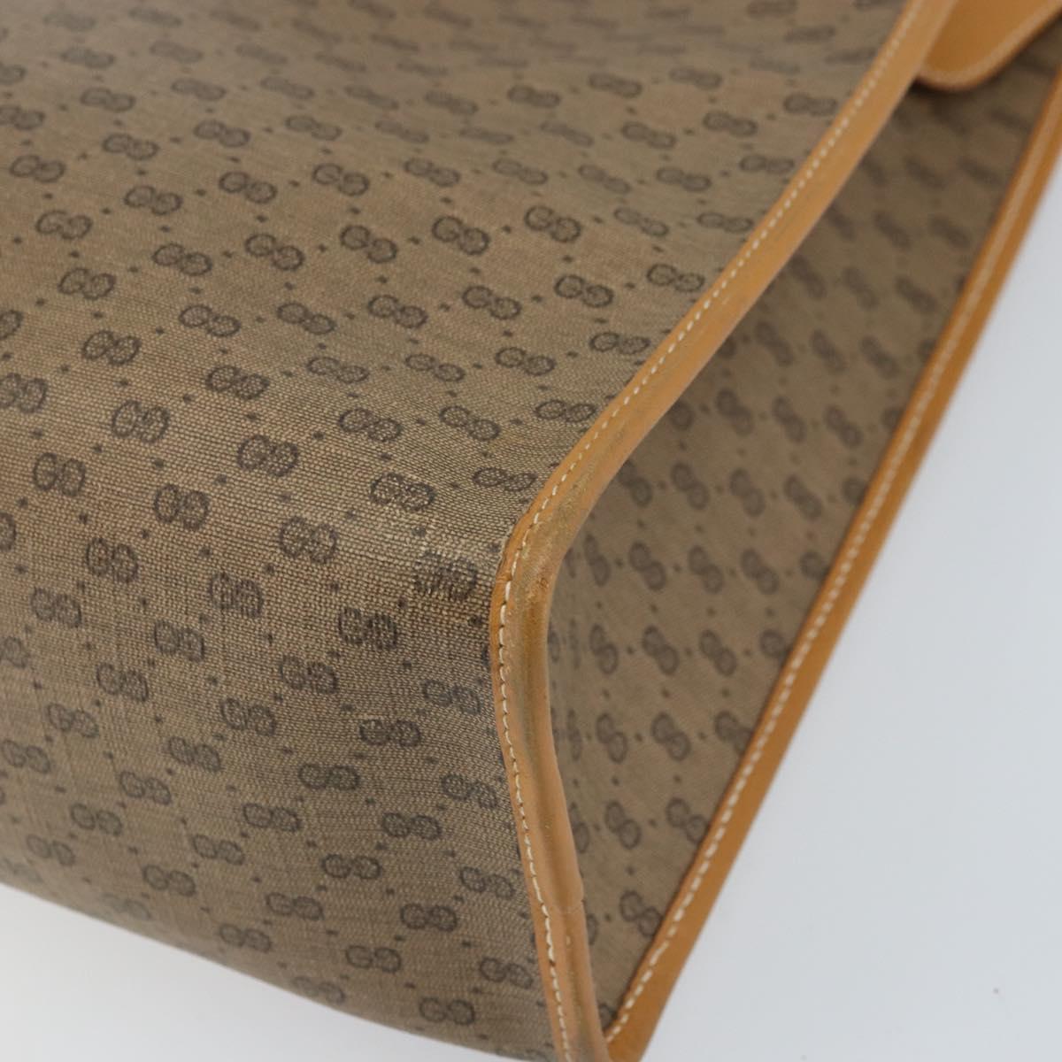 GUCCI Micro GG Supreme Tote Bag PVC Beige Gold Auth ki6459