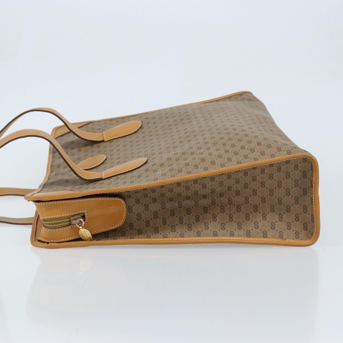 GUCCI Micro GG Supreme Tote Bag PVC Beige Gold Auth ki6459