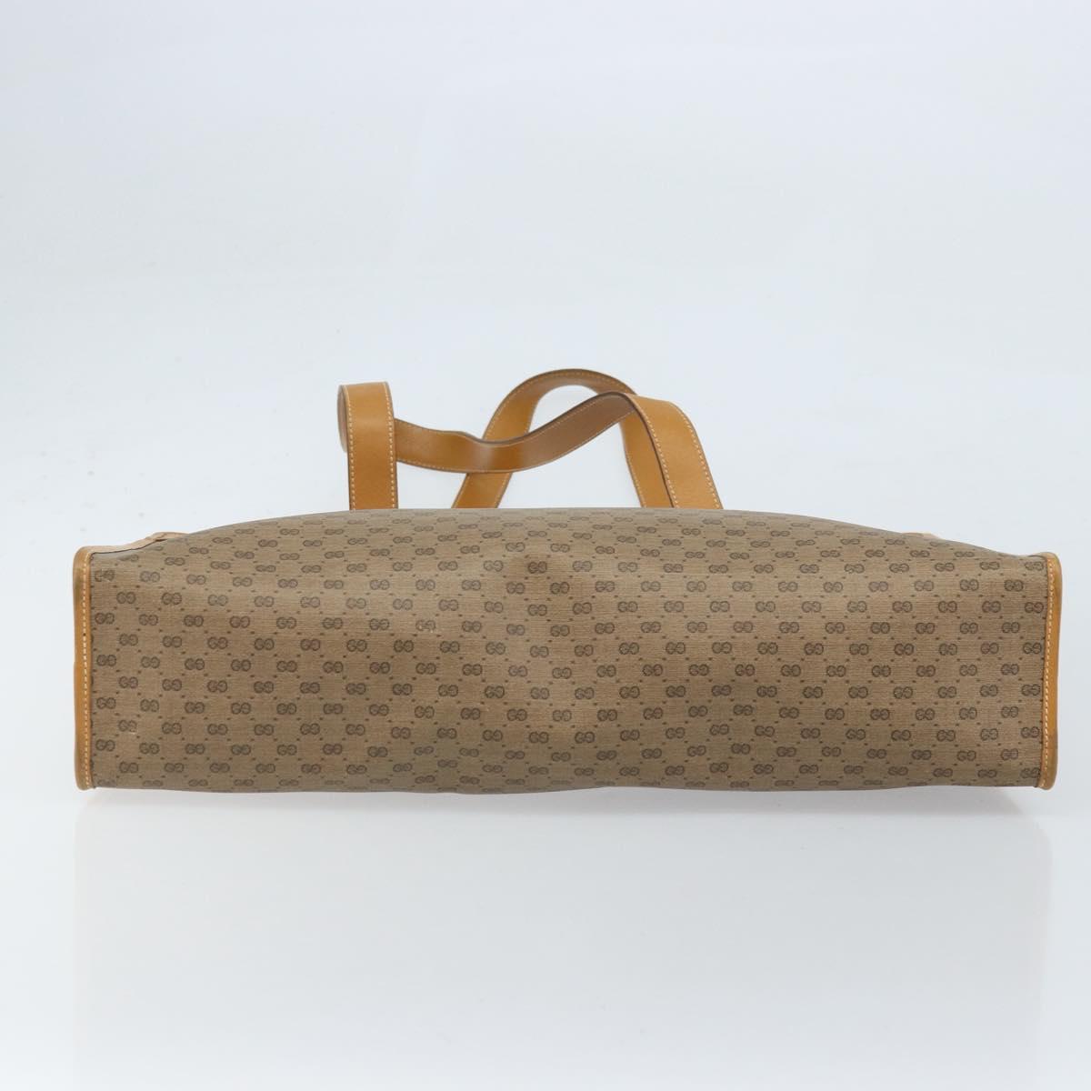 GUCCI Micro GG Supreme Tote Bag PVC Beige Gold Auth ki6459