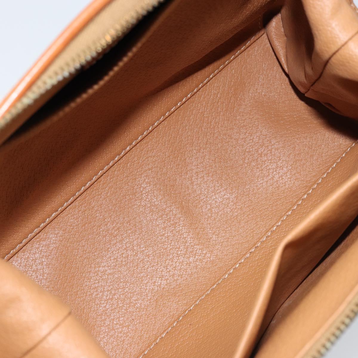 CELINE Macadam Canvas Pouch PVC Leather Brown Gold Auth ki6463