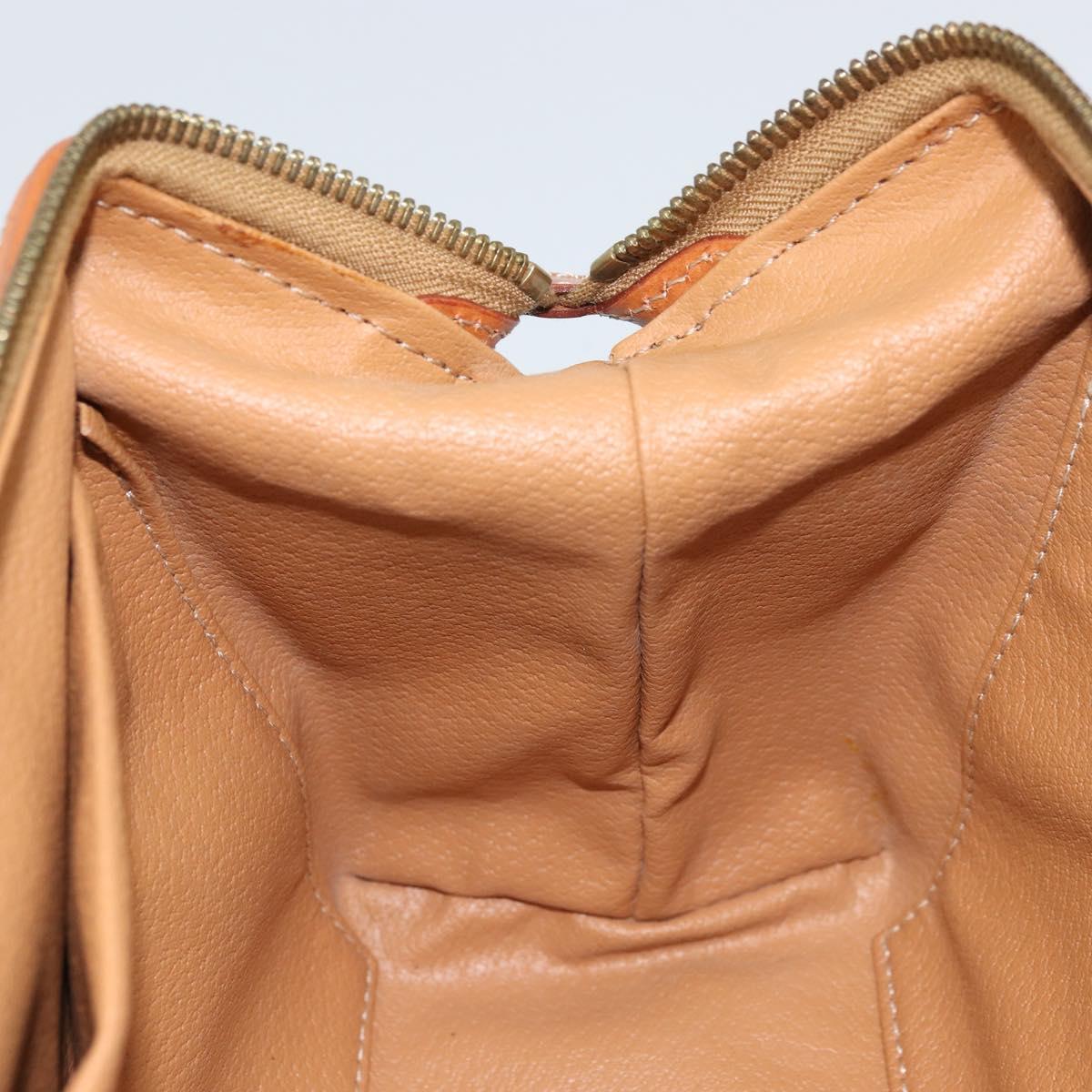 CELINE Macadam Canvas Pouch PVC Leather Brown Gold Auth ki6463