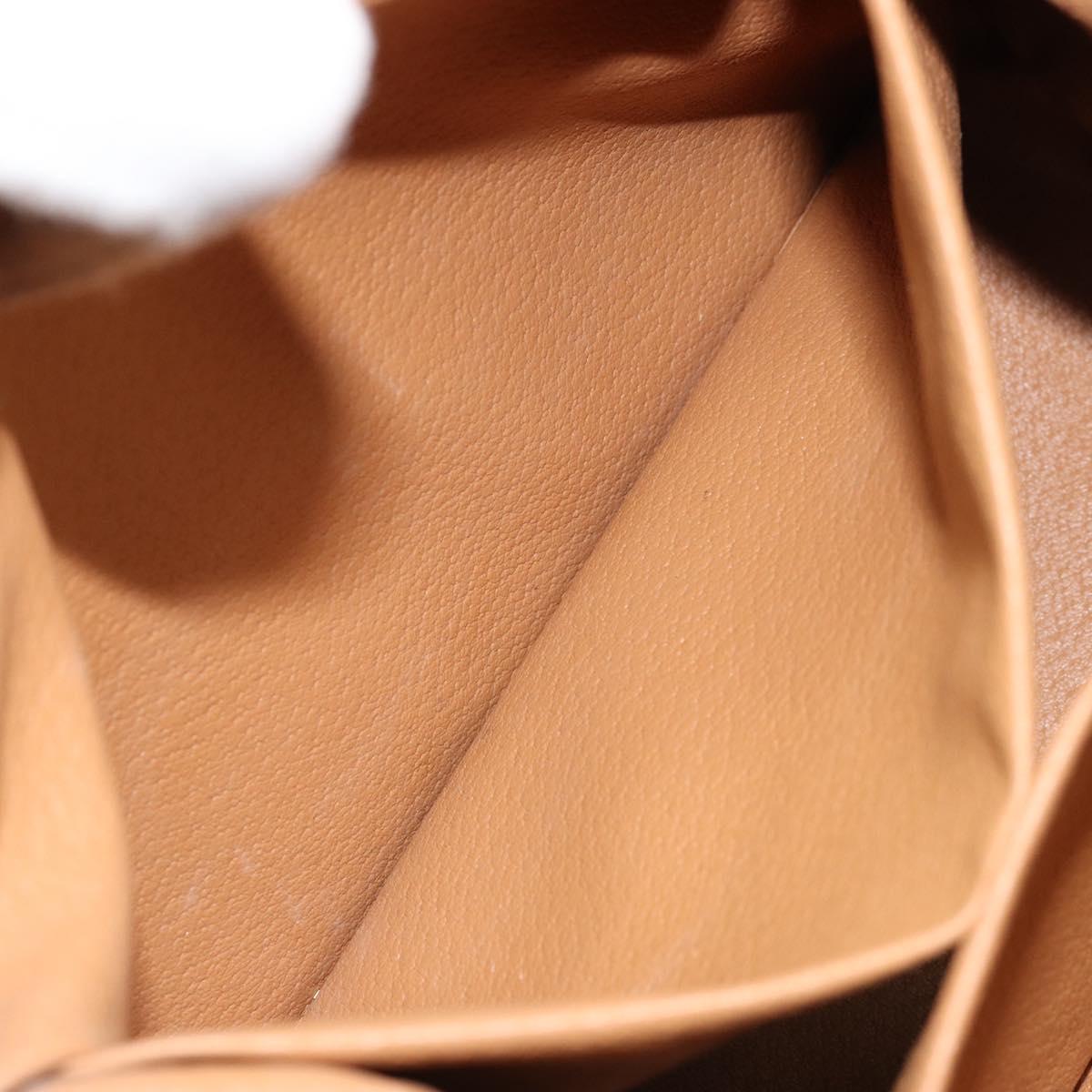 CELINE Macadam Canvas Pouch PVC Leather Brown Gold Auth ki6463