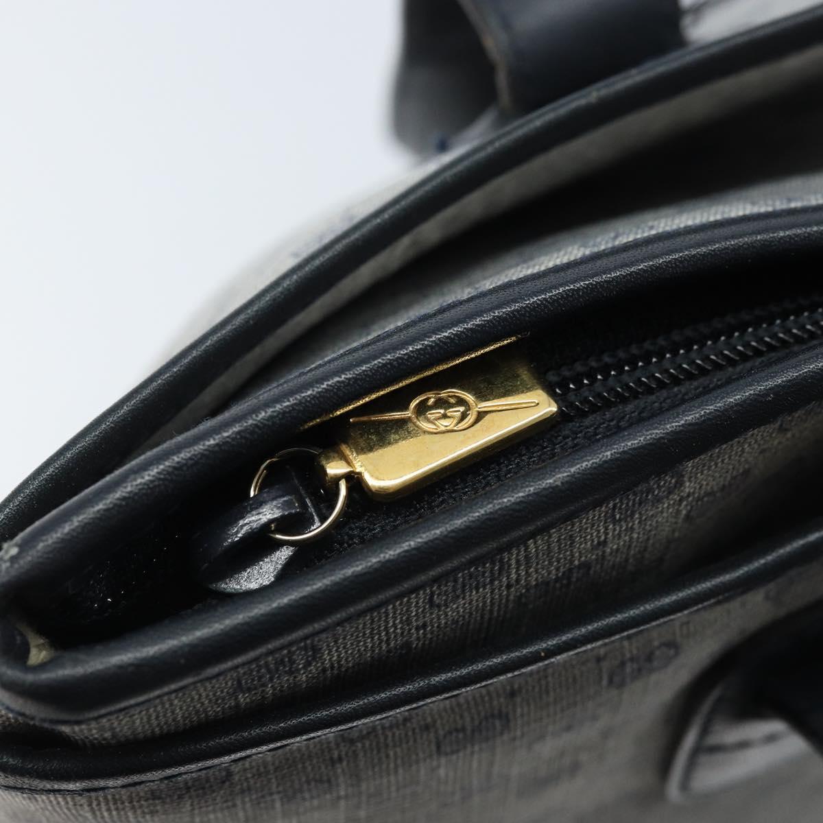 GUCCI Micro GG Supreme Tote Bag PVC Navy Gold Auth ki6466