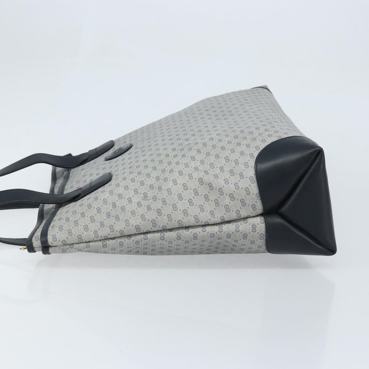 GUCCI Micro GG Supreme Tote Bag PVC Navy Gold Auth ki6466