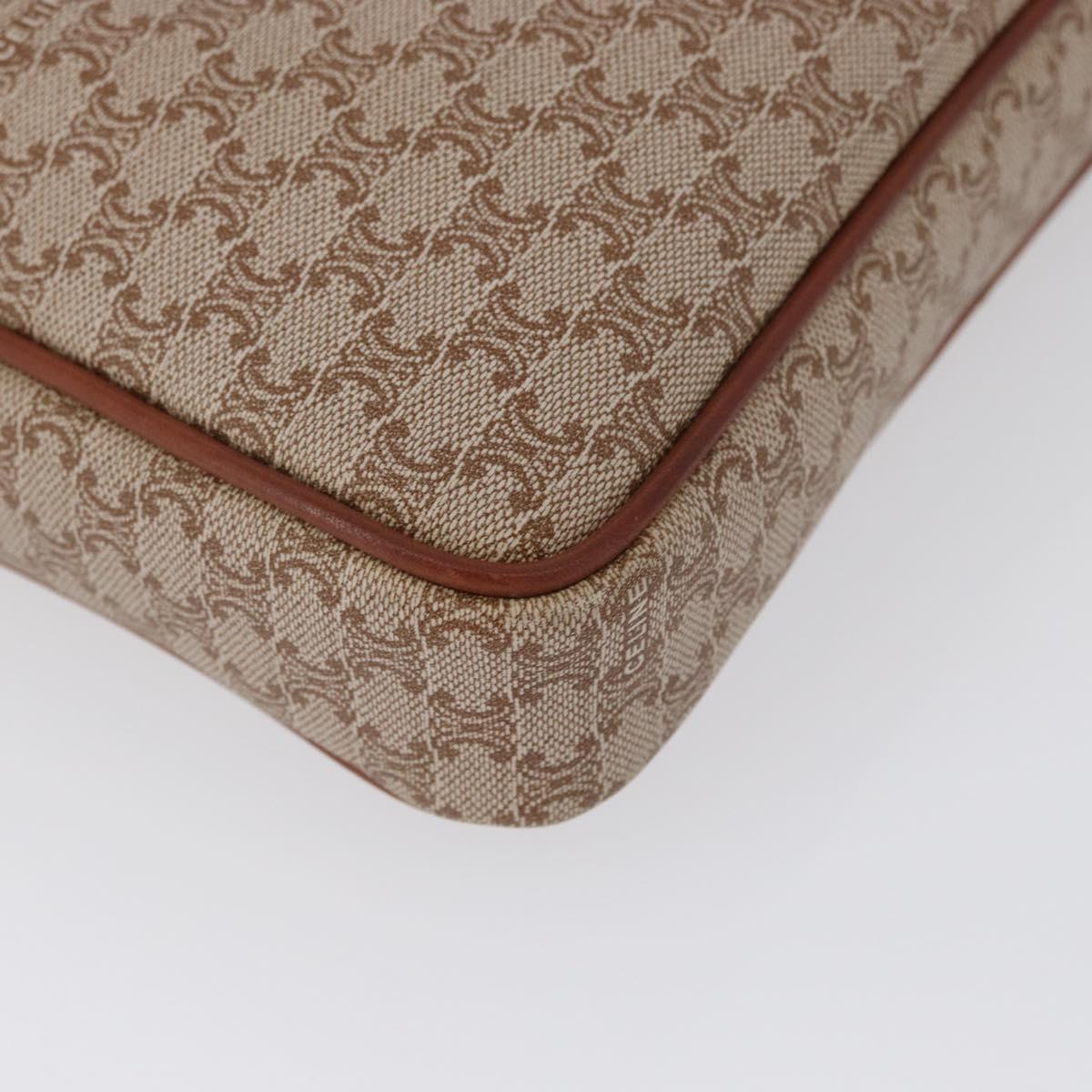 CELINE Macadam Canvas Clutch Bag PVC Leather Beige Gold Auth ki6467