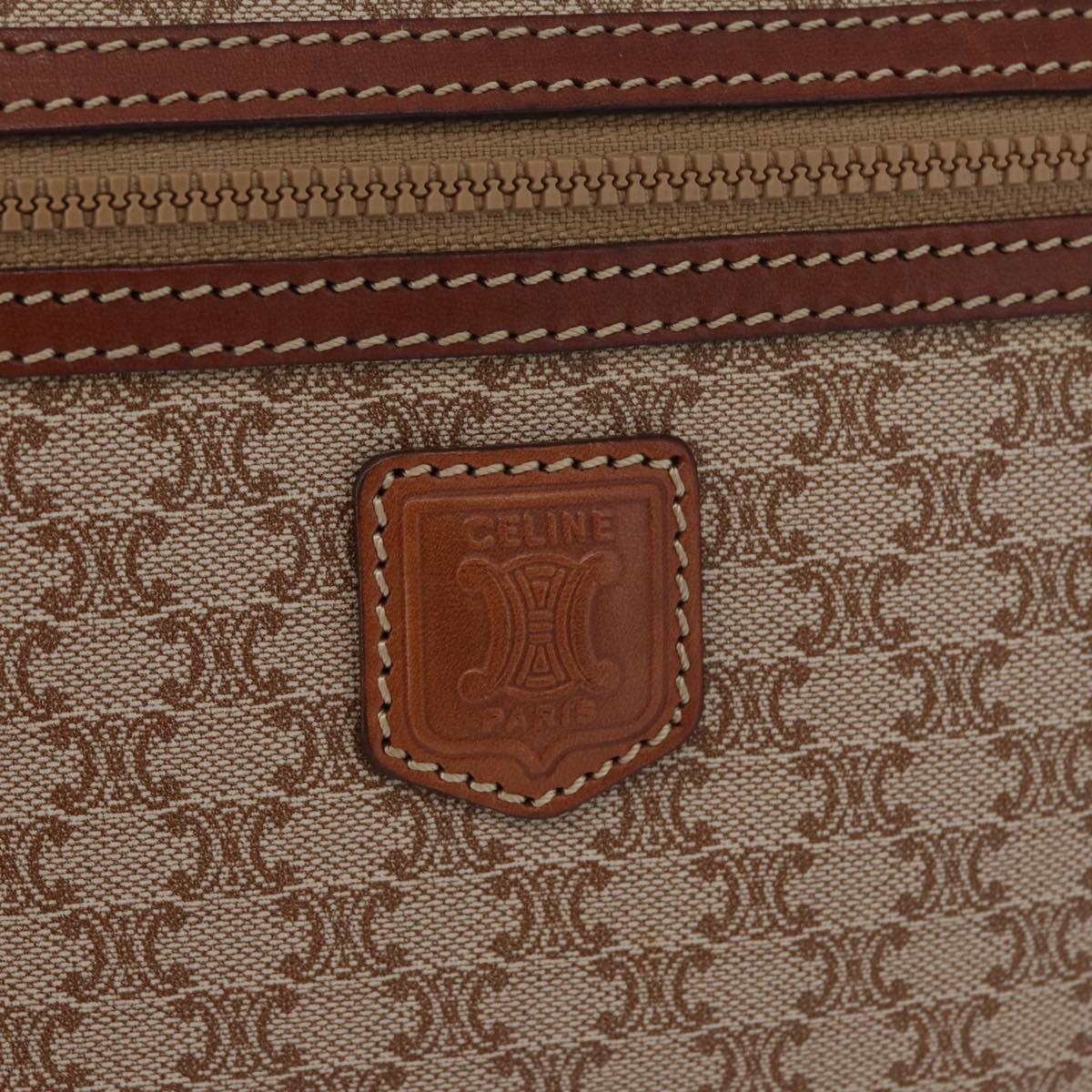 CELINE Macadam Canvas Clutch Bag PVC Leather Beige Gold Auth ki6467