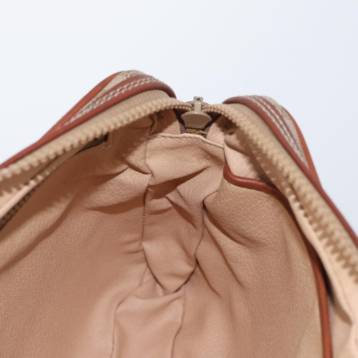 CELINE Macadam Canvas Clutch Bag PVC Leather Beige Gold Auth ki6467