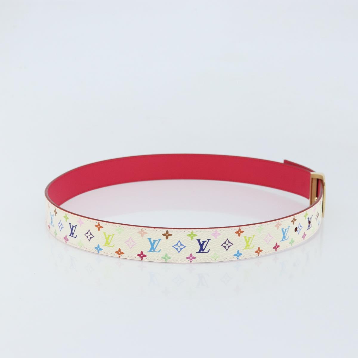 LOUIS VUITTON Monogram Multicolor Ceinture Carre Belt White LV Auth ki6477