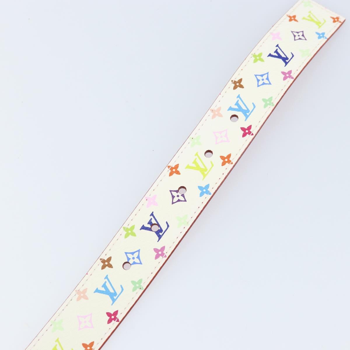 LOUIS VUITTON Monogram Multicolor Ceinture Carre Belt White LV Auth ki6477