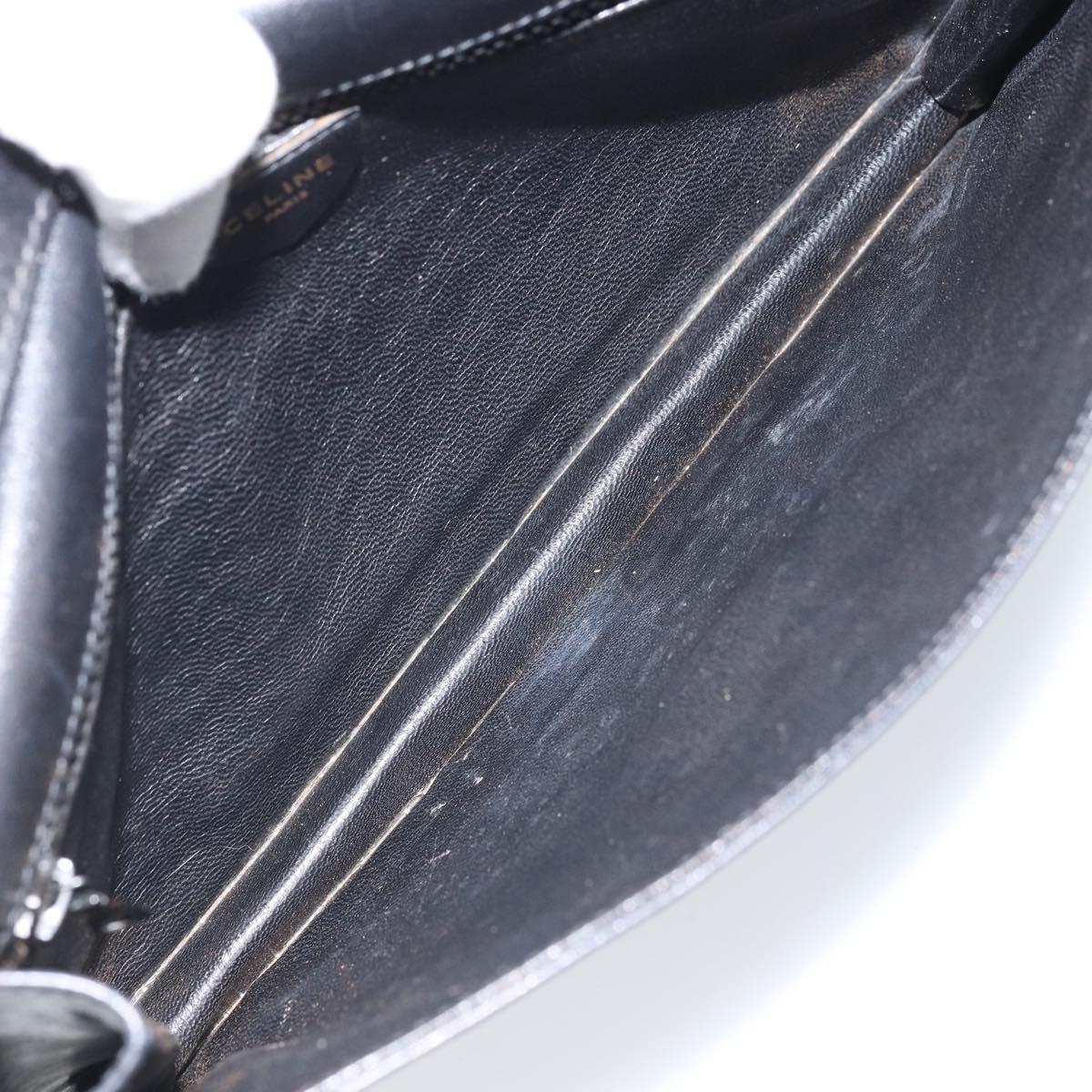 CELINE Shoulder Bag Leather Black Gold Auth ki6485
