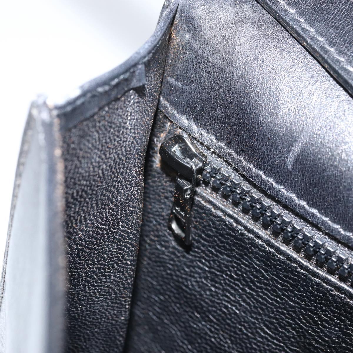 CELINE Shoulder Bag Leather Black Gold Auth ki6485