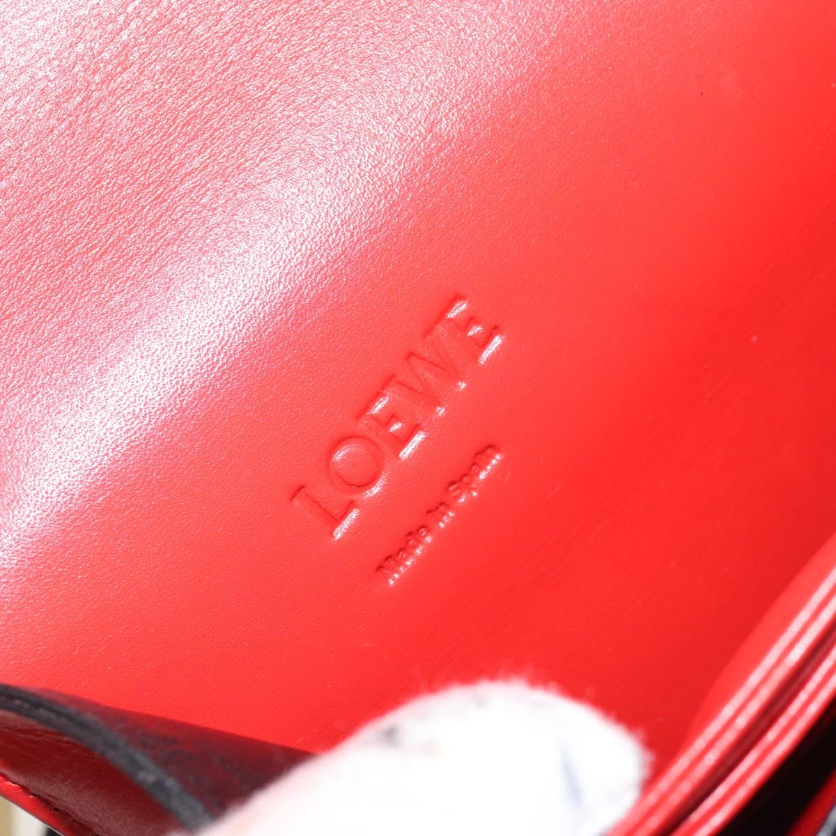 LOEWE Shoulder Bag Leather Red Gold Auth ki6486