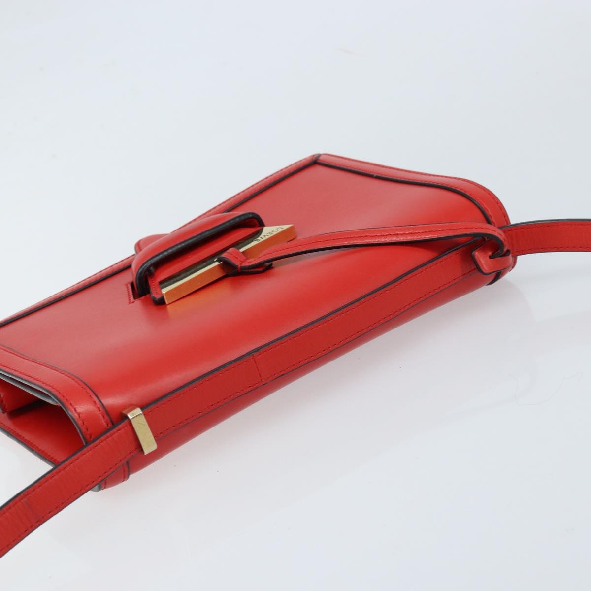 LOEWE Shoulder Bag Leather Red Gold Auth ki6486