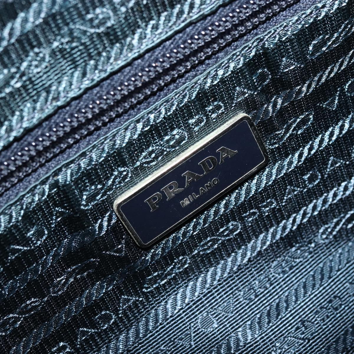 PRADA Shoulder Bag Nylon Blue Silver Auth ki6494